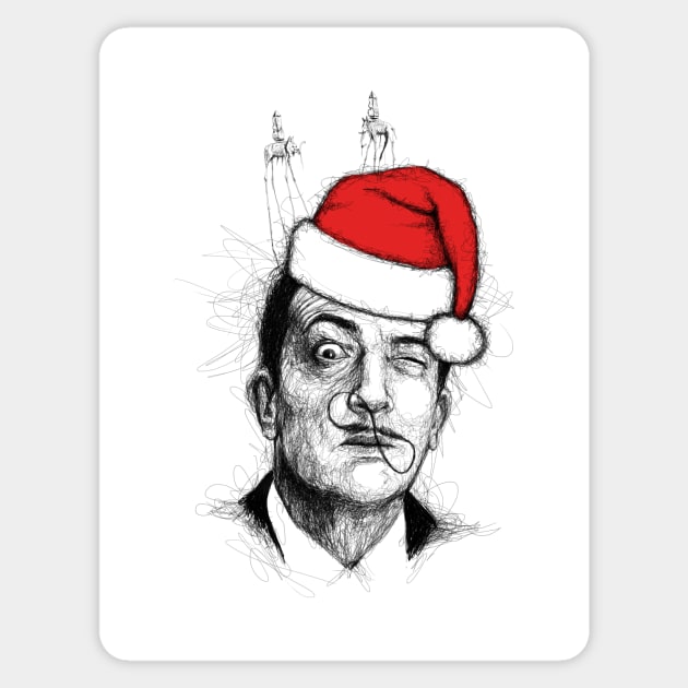 Christmas Salvador Dali. Scribble Art Sticker by Gorskiy